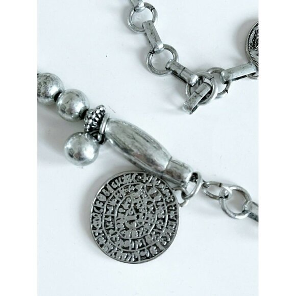 Chico's Parker Silver-Tone Coin Dangling Charms Chain Belt Size M Boho Gypsy - Picture 5 of 11